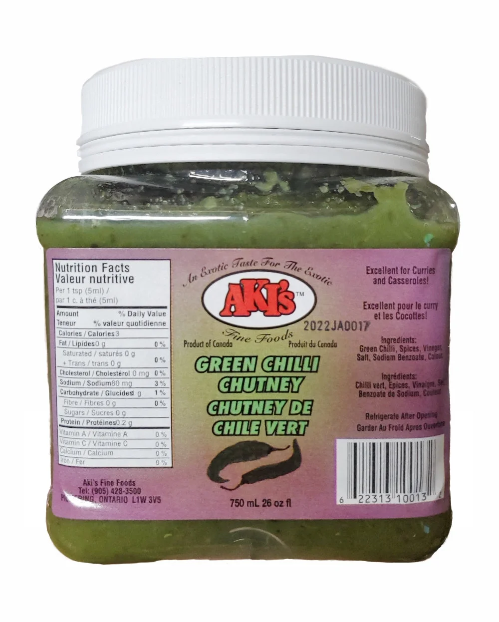 Aki's Aki's Green Chilli Chutney 750ml 750ml